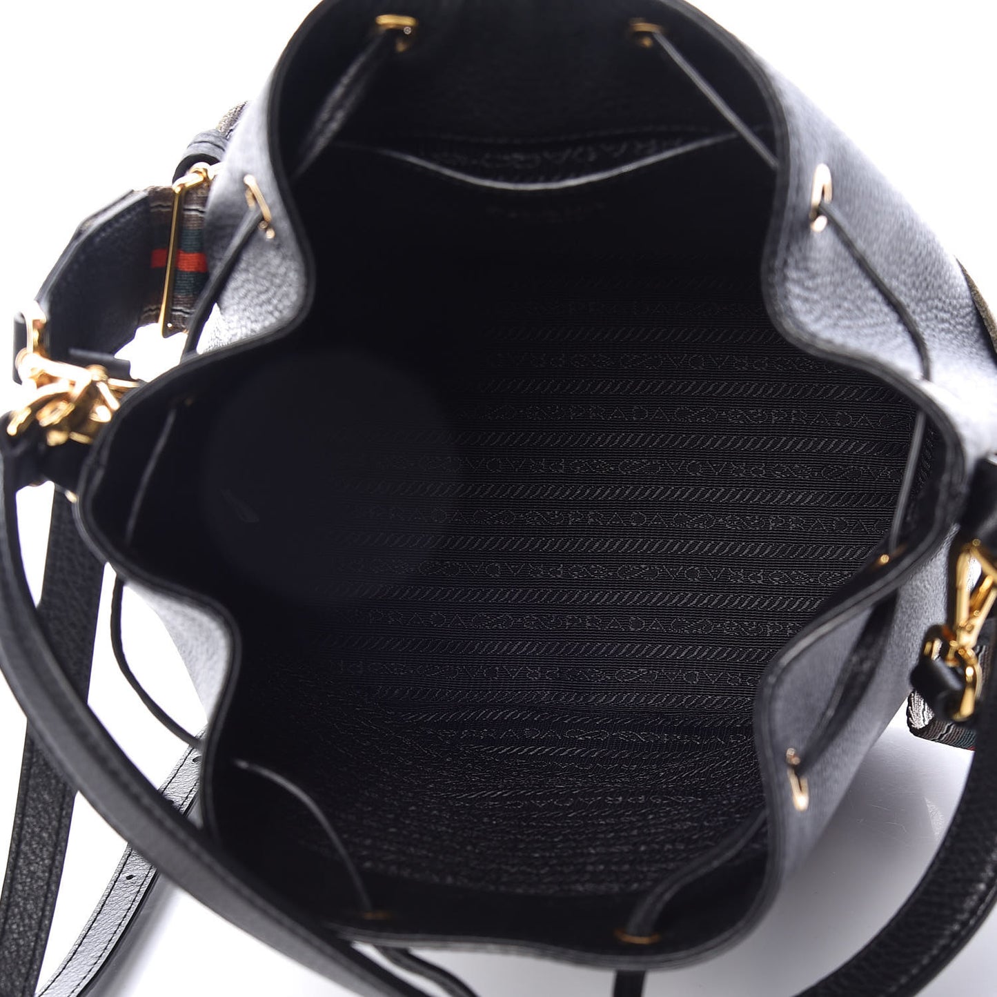 Vitello Daino Drawstring Bucket Black