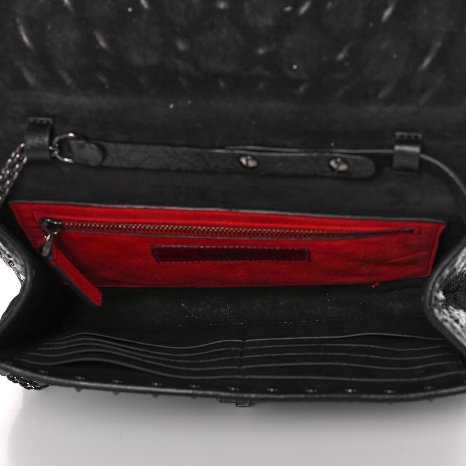 Valentino Garavani Craquele Nappa Rockstud Spike Wallet on Chain Black 5 of 14