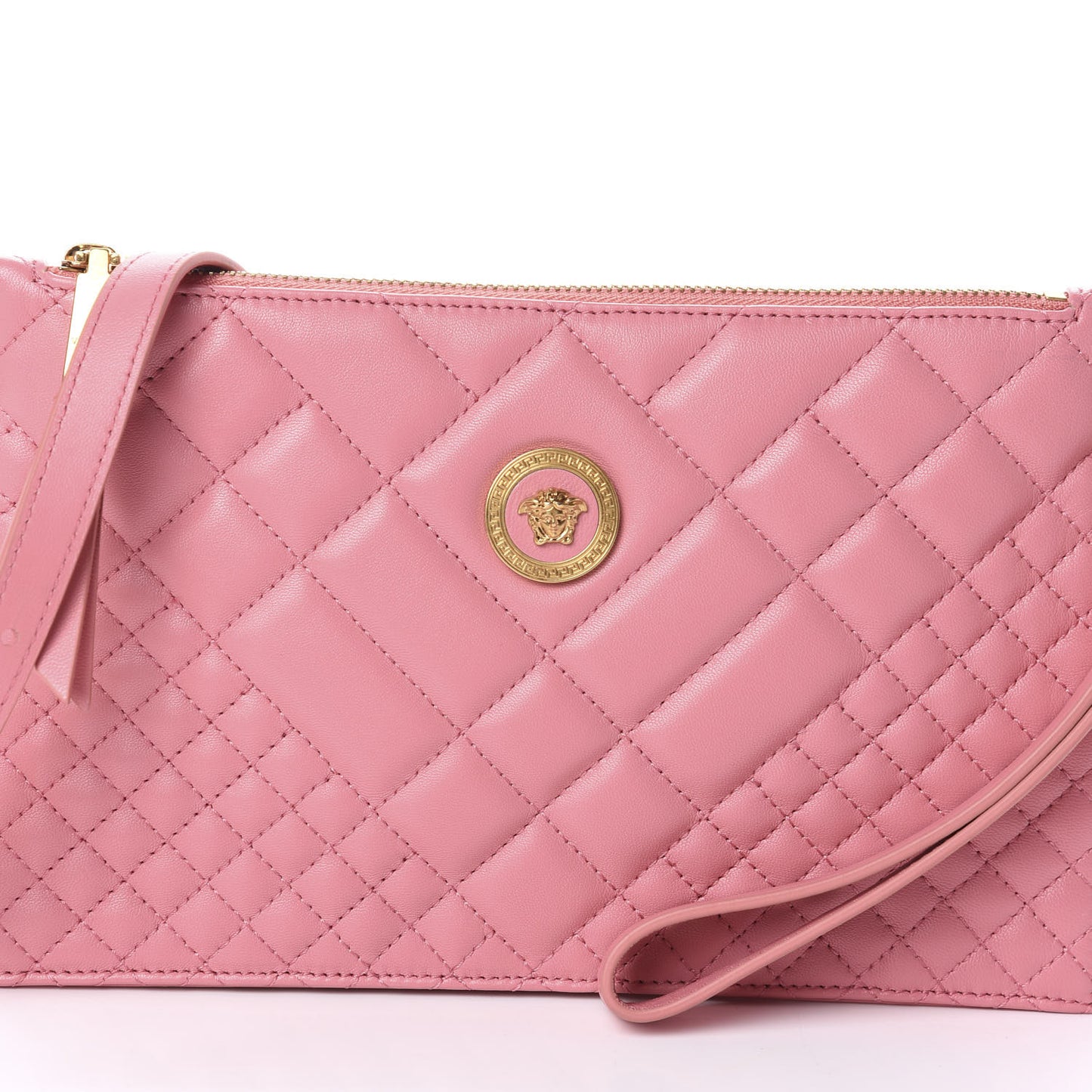 Calfskin Quilted Tribute Icon Crossbody Flat Pouch Pink