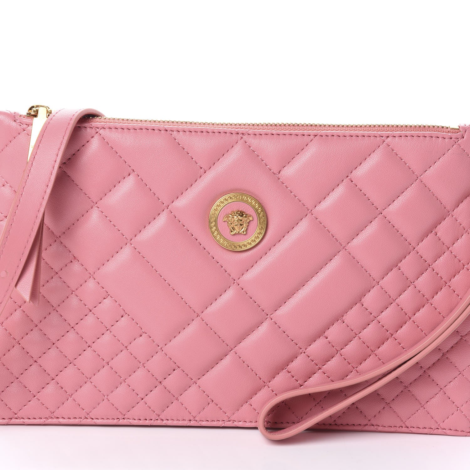 Versace Calfskin Quilted Tribute Icon Crossbody Flat Pouch Pink 7 of 9