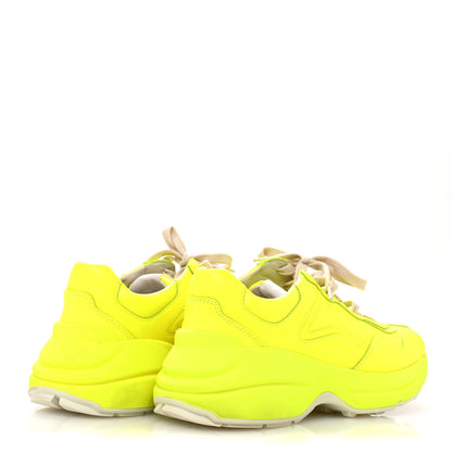 Gucci Calfskin Womens Rhyton Sneakers 37.5 Yellow Fluo 5 of 11
