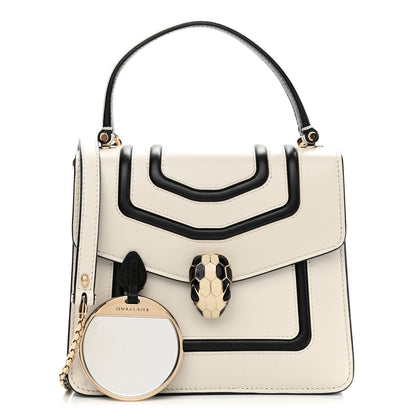 Bulgari Calfskin Serpenti Forever Top Handle White Black 1 of 14