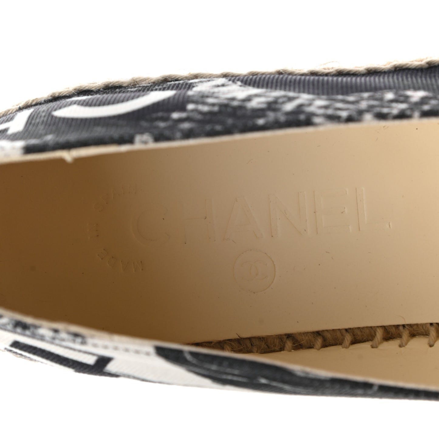 Fabric Grosgrain Printed Espadrilles 40 White Black