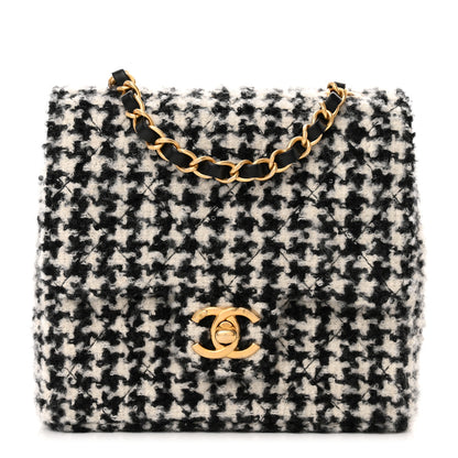 Chanel Tweed Houndstooth Quilted Mini Square Flap White Black 1 of 11