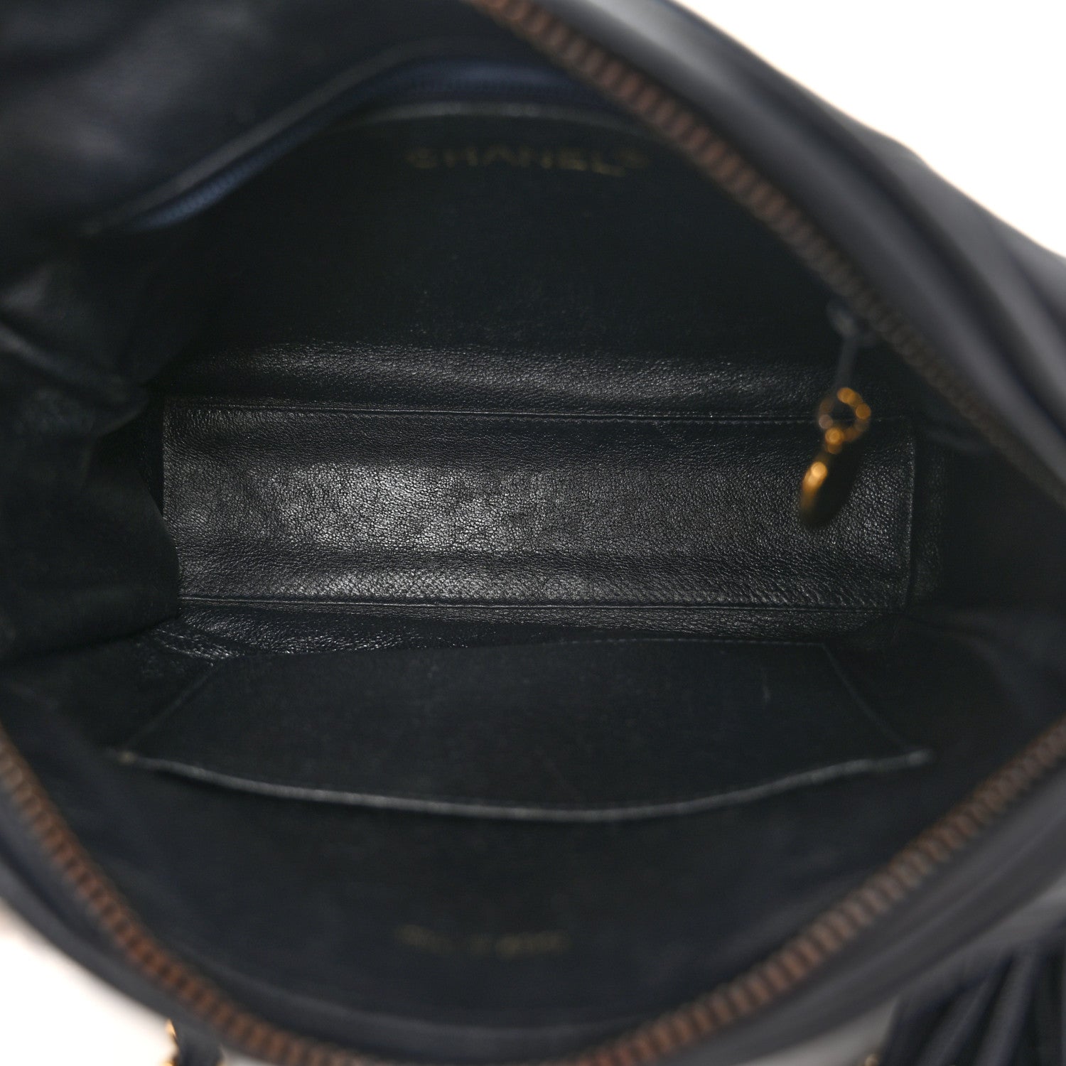 Chanel Lambskin Chevron Quilted Tassel Camera Case Navy 5 of 12