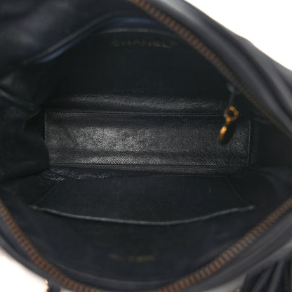 Chanel Lambskin Chevron Quilted Tassel Camera Case Navy 5 of 12