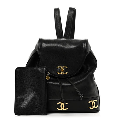 Chanel Caviar Triple CC Backpack Black 3 of 13