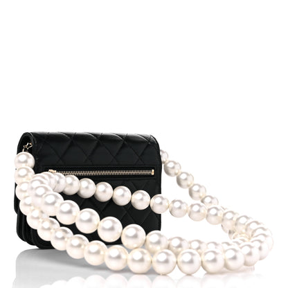Chanel Calfskin Quilted Mini Maxi Pearls Wallet On Chain WOC Black 3 of 11