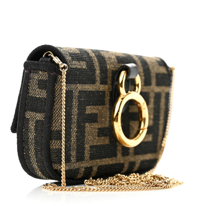 Fendi Fabric Jacquard FF 1974 Nano Baguette Charm Tobacco Moro Black 3 of 10