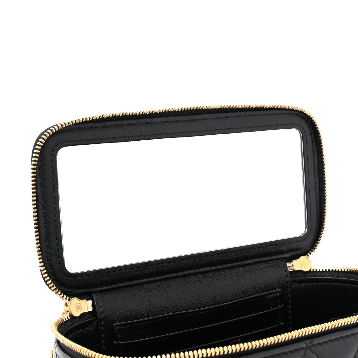 Chanel Lambskin Enamel Quilted Small Coco Hearts Vanity Case With Chain Black 9 of 12