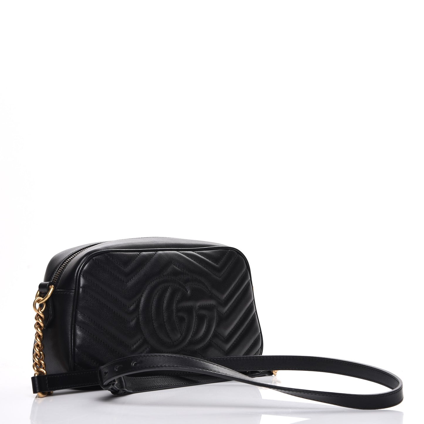 Calfskin Matelasse Small GG Marmont Chain Shoulder Bag Black