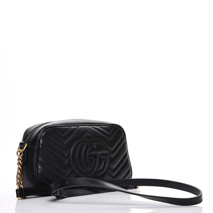 Gucci Calfskin Matelasse Small GG Marmont Chain Shoulder Bag Black 3 of 7