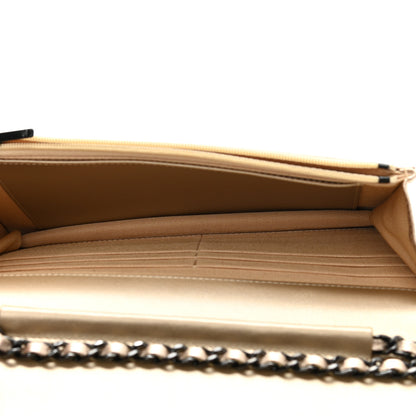 Chanel Metallic Lambskin Quilted Wallet On Chain WOC Gold Black 5 of 13