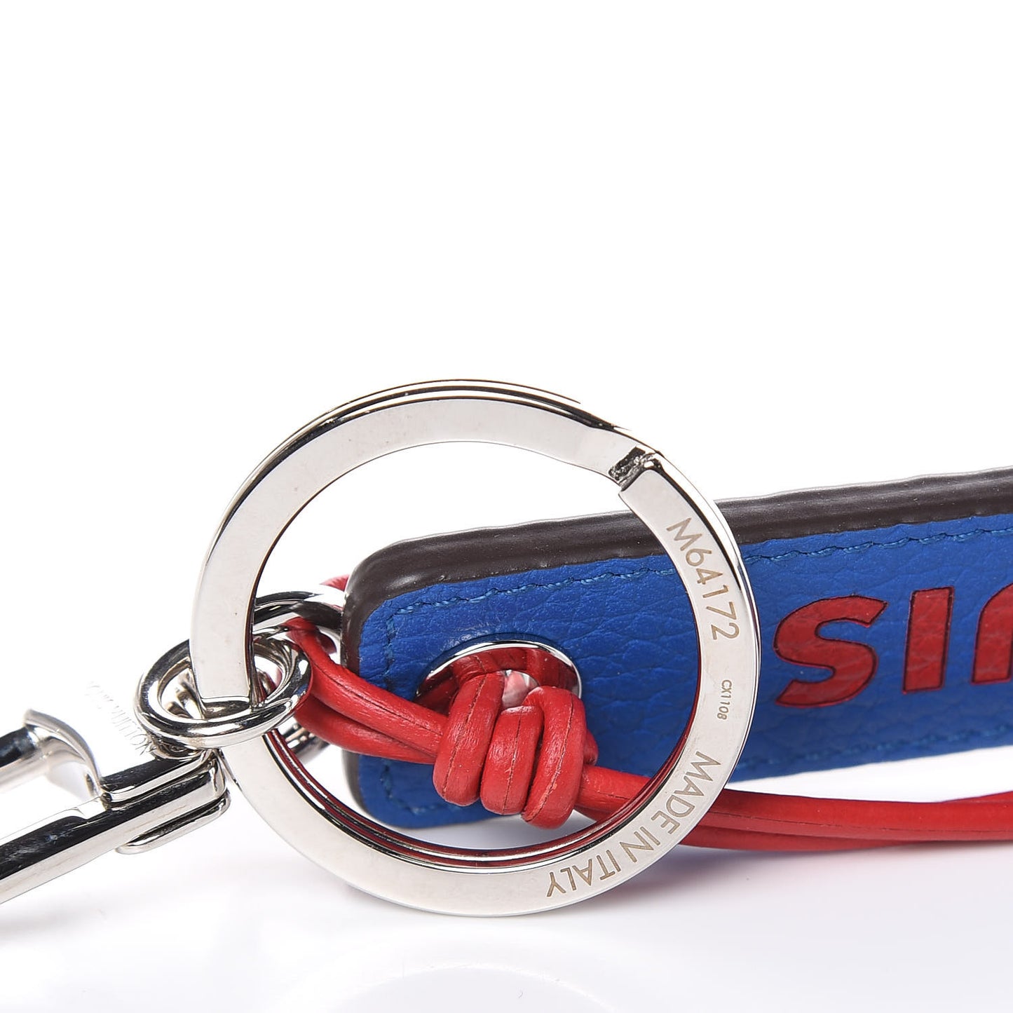 Taurillon Logo Tab Bag Charm Key Holder Blue