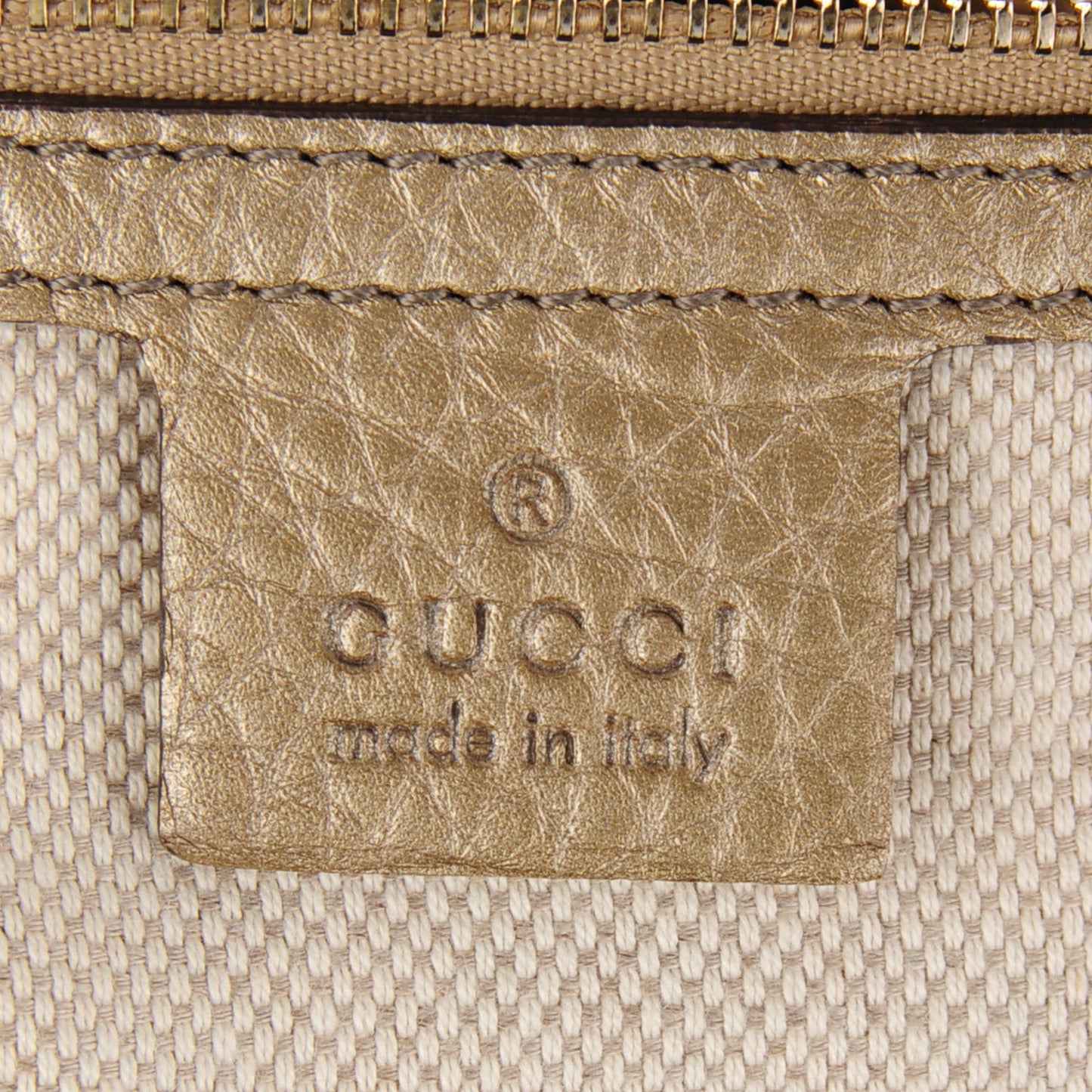 Metallic Pebbled Calfskin Large Soho Chain Shoulder Bag Golden Beige