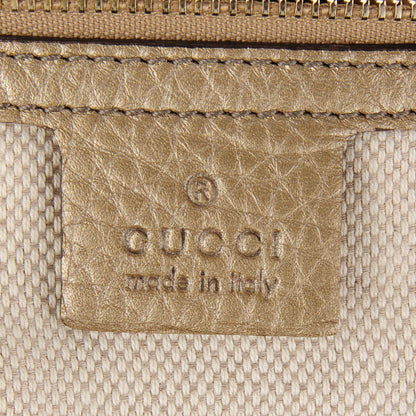 Gucci Metallic Pebbled Calfskin Large Soho Chain Shoulder Bag Golden Beige 6 of 7