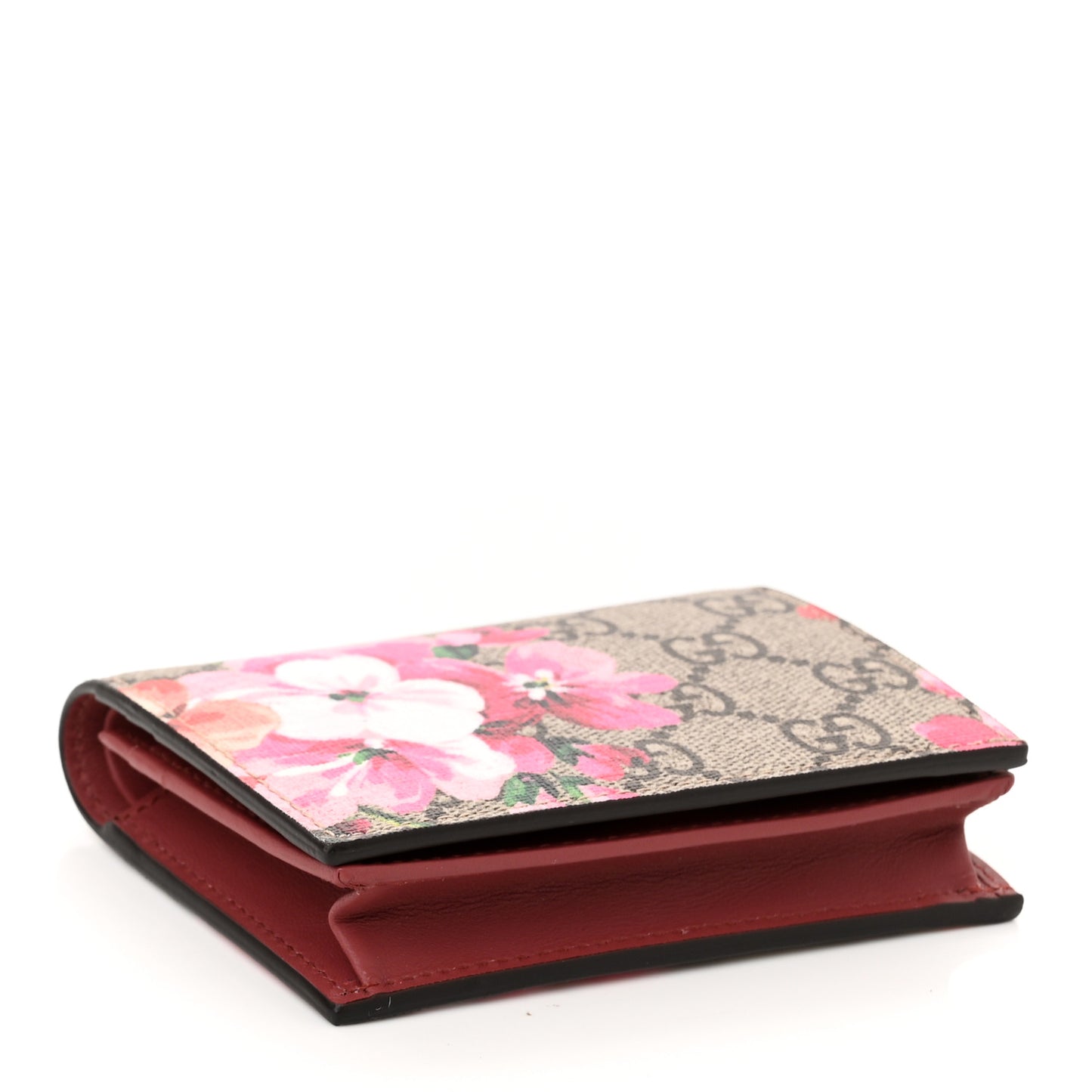 GG Supreme Monogram Blooms Card Case Beige Multicolor Dry Rose
