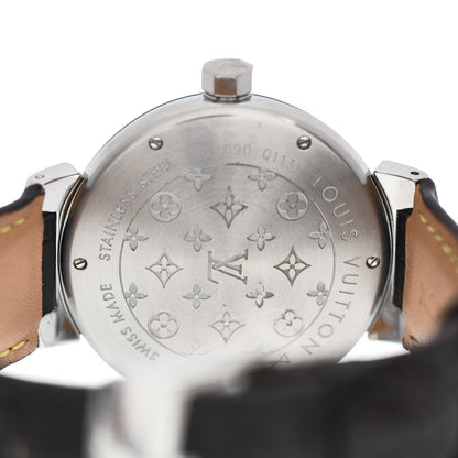 Louis Vuitton Stainless Steel Alligator 39mm Tambour GMT Automatic Watch Brown 4 of 5