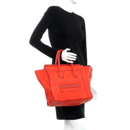 Celine Pebbled Calfskin Mini Luggage Red 2 of 9