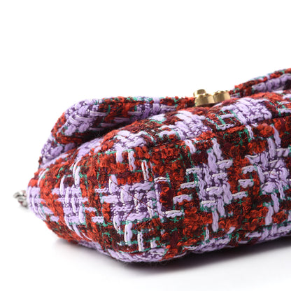 Chanel Tweed Quilted Medium Chanel 19 Flap Red Purple Green 6 of 10