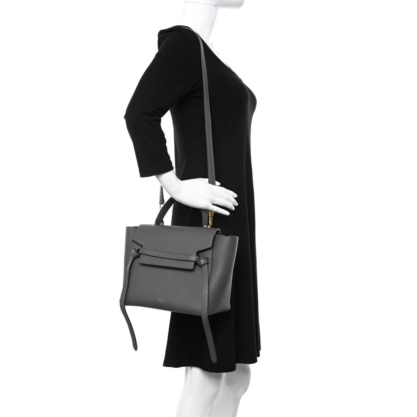 Baby Grained Calfskin Micro Belt Bag Grey