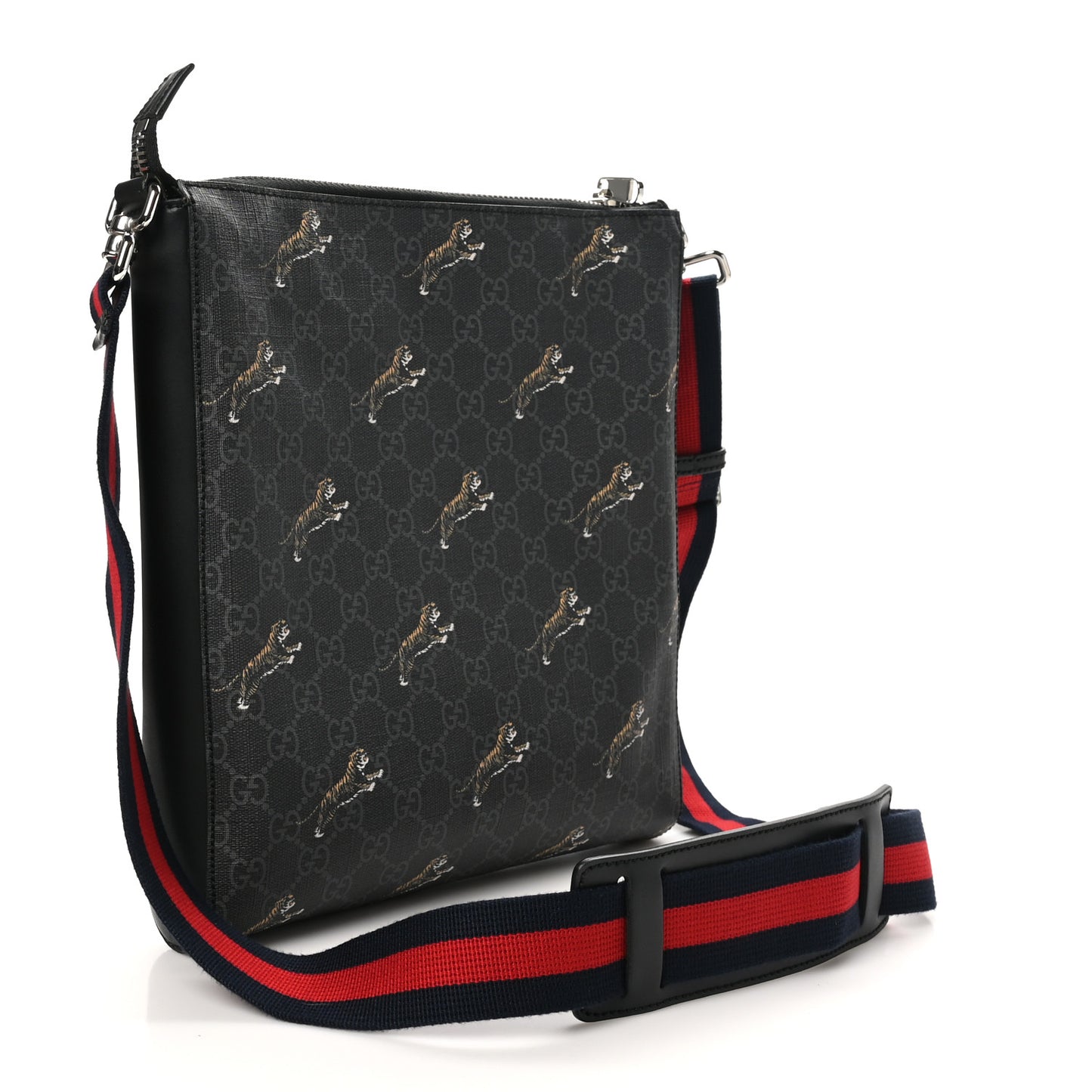 GG Supreme Monogram Tigers Web Messenger Bag Black Multicolor
