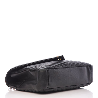 Saint Laurent Sheepskin Matelasse Chevron Monogram Large College Satchel Black 4 of 24