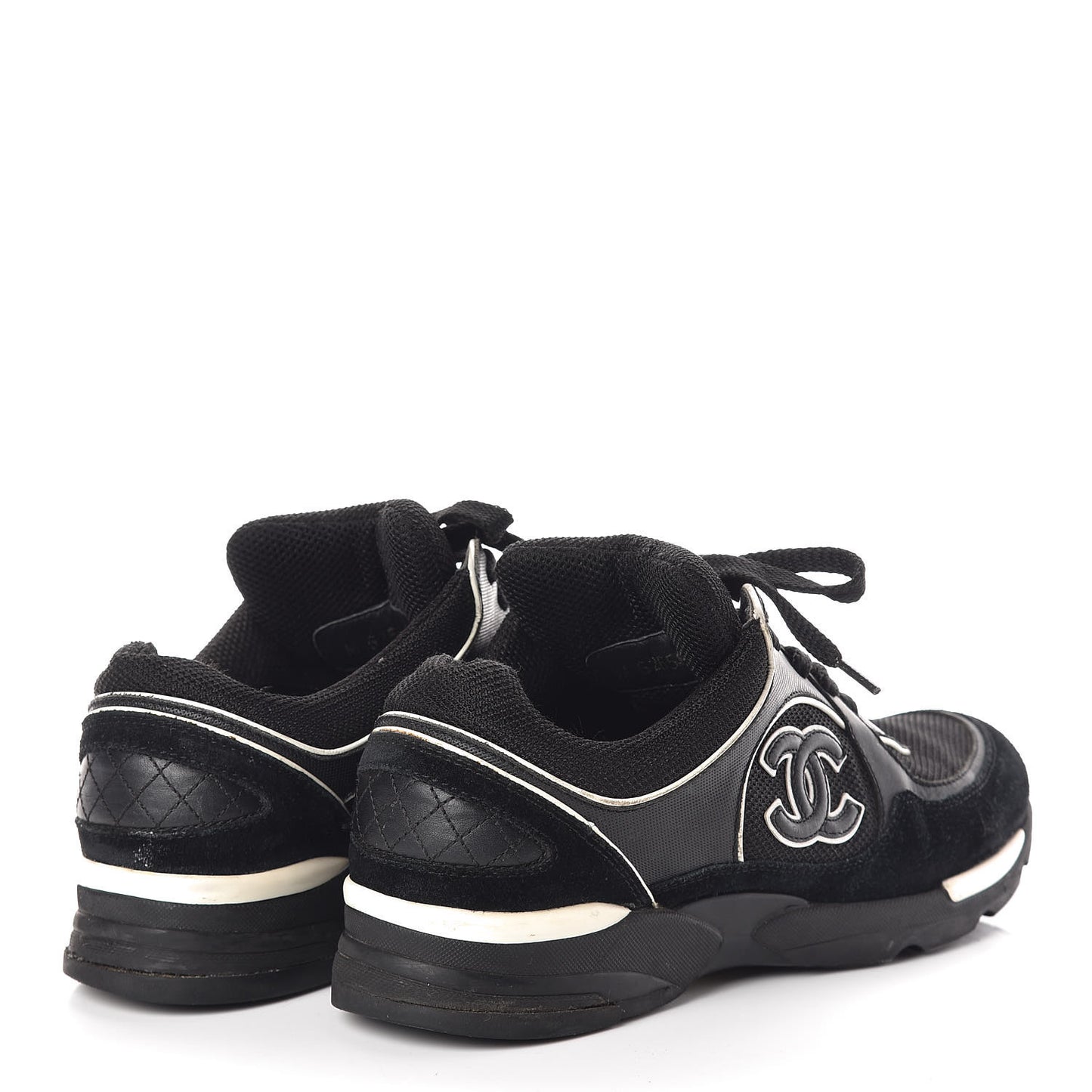 Suede Calfskin CC Sneakers 38 Black White