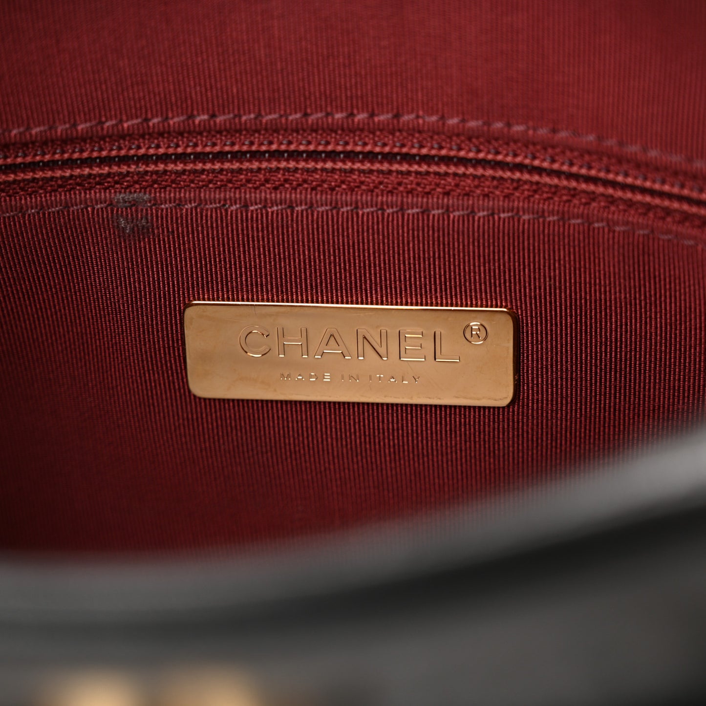 Goatskin Quilted Chanel 19 Camera Case Black