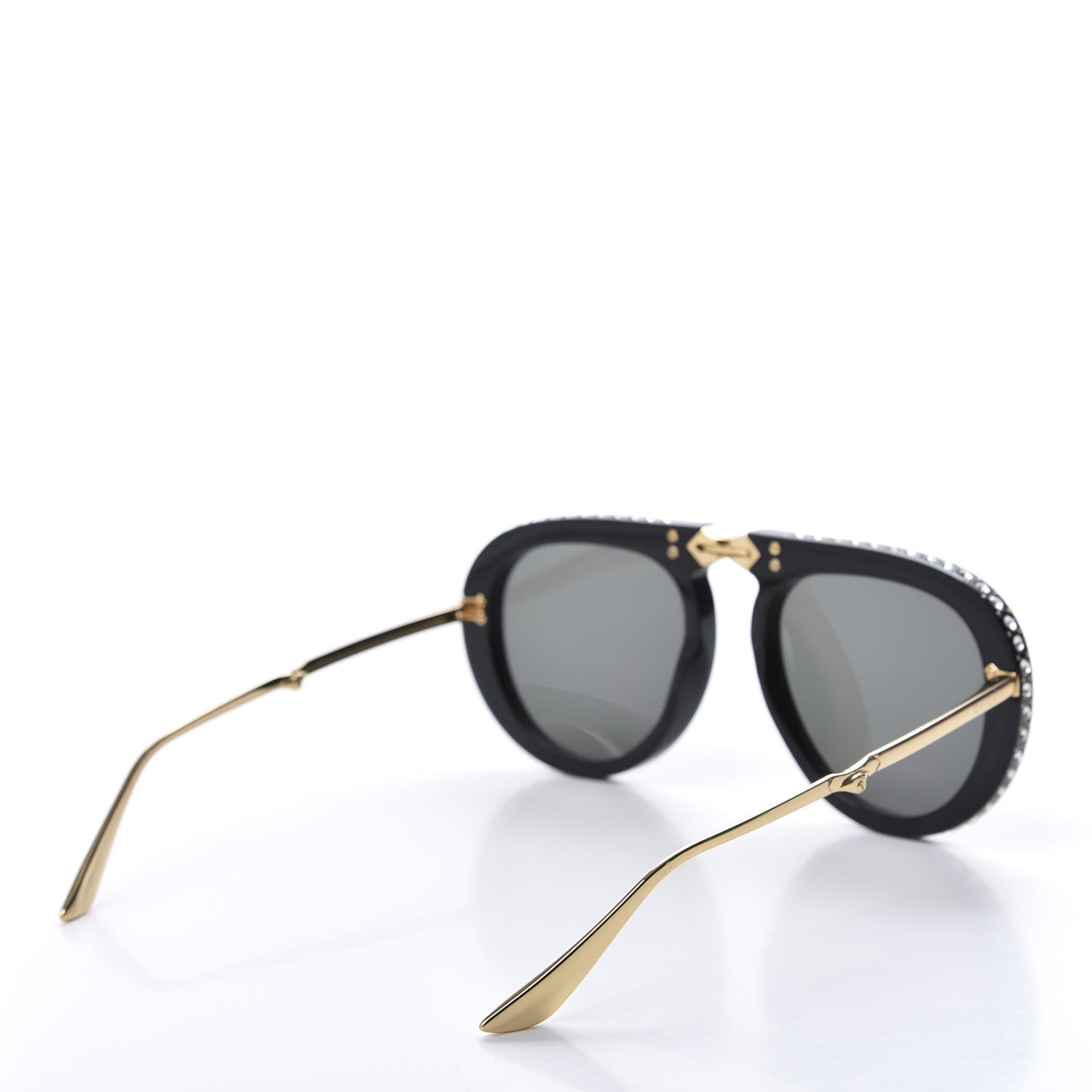 Gucci Acetate Crystal Foldable Aviator Sunglasses GG0307S Black 4 of 8