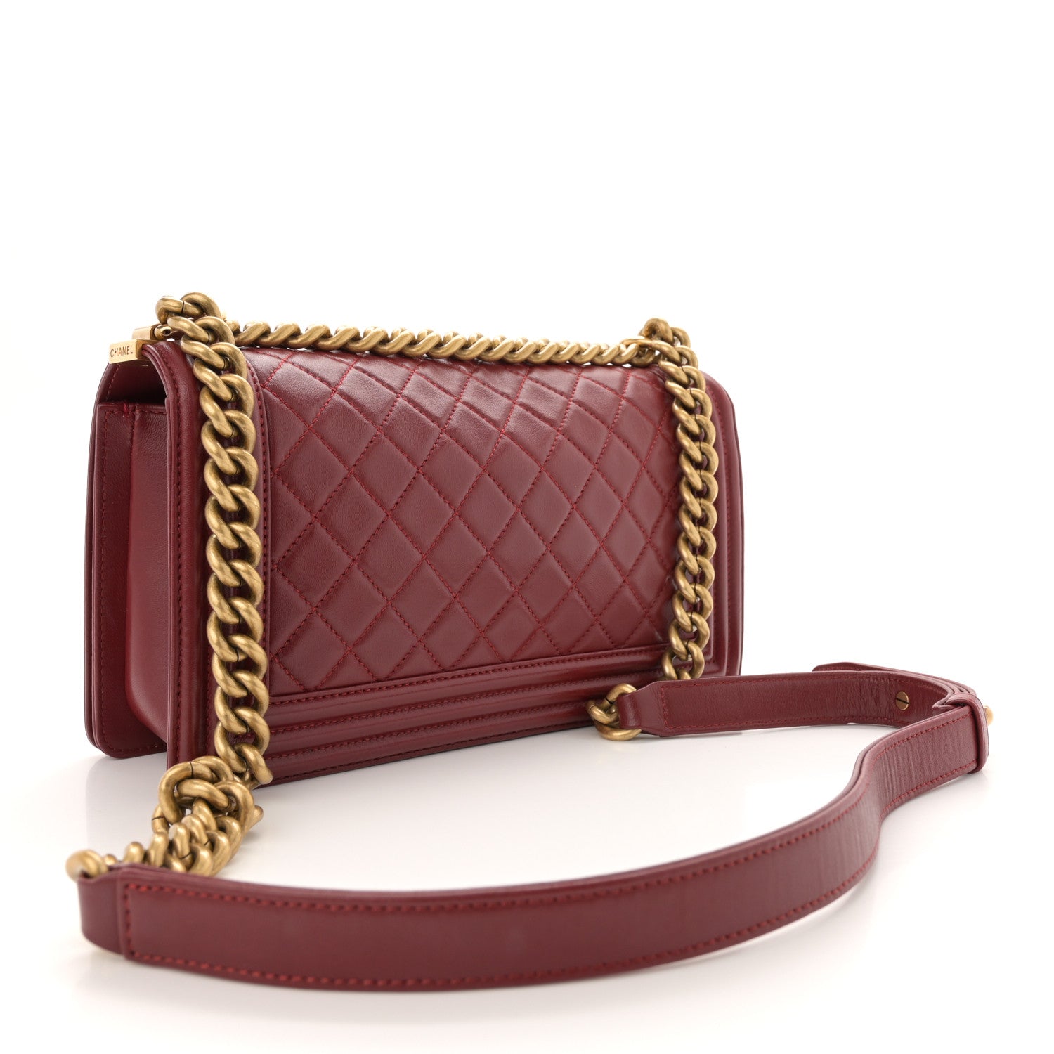Chanel Lambskin Quilted Medium Boy Flap Dark Red 3 of 15