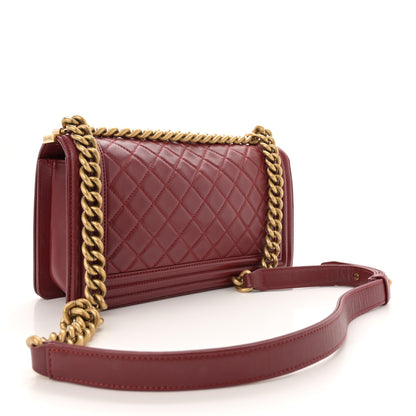 Chanel Lambskin Quilted Medium Boy Flap Dark Red 3 of 15