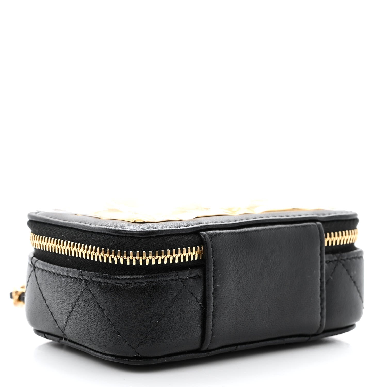 Chanel Lambskin Quilted Golden Plate Clutch With Chain Black 4 of 10