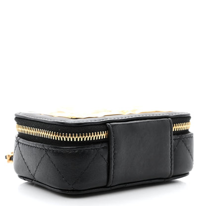 Chanel Lambskin Quilted Golden Plate Clutch With Chain Black 4 of 10