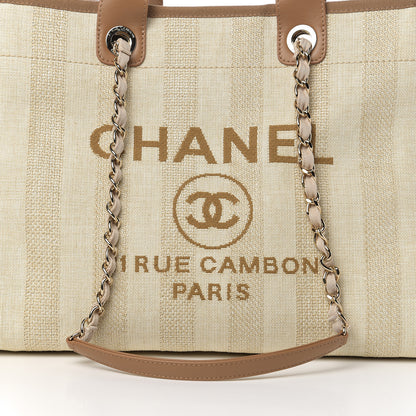 Chanel Mixed Fibers Striped Medium Deauville Tote Beige 7 of 10