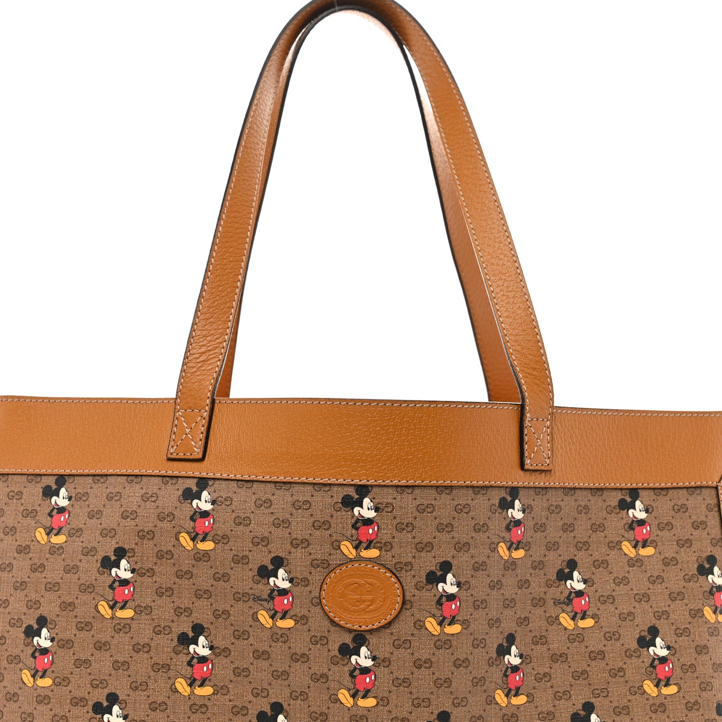 X DISNEY Mini Vintage GG Supreme Monogram Mickey Mouse Large Shopping Tote Beige Vintage Sun Oil