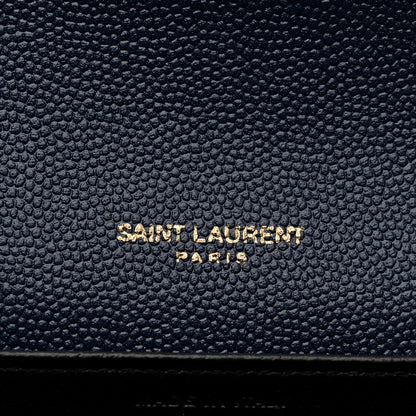 Saint Laurent Grain De Poudre Monogram Uptown Chain Wallet Blue Charron 6 of 8