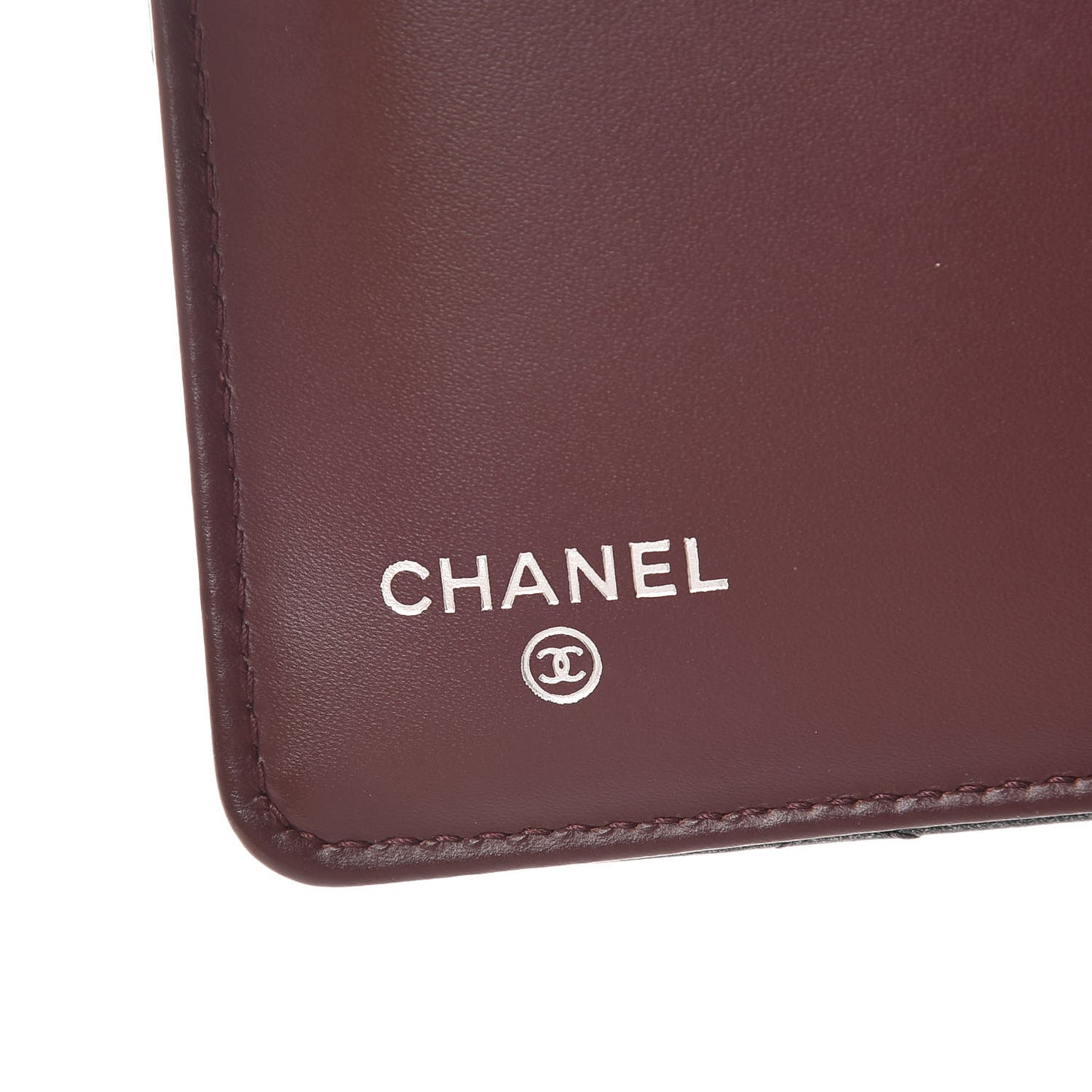 Metallic Calfskin Quilted Yen Wallet Dark Silver