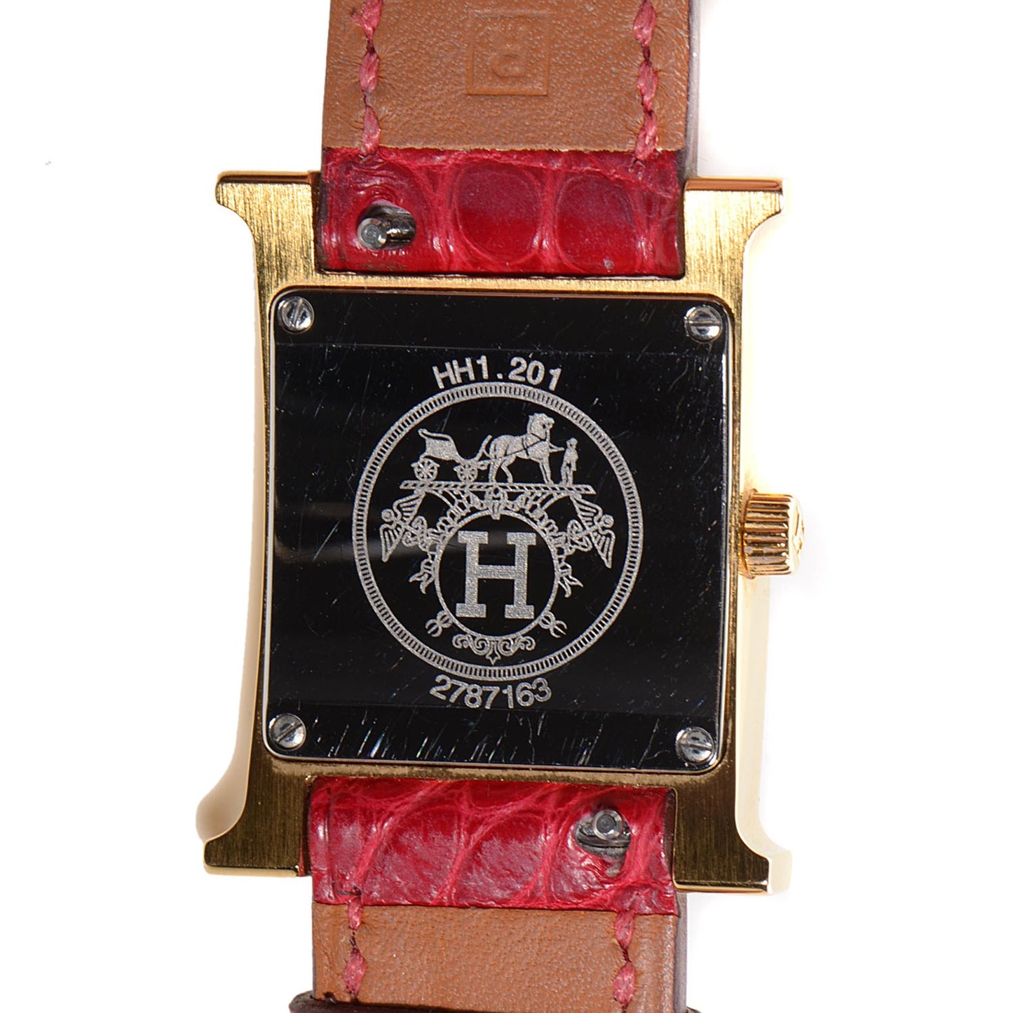 Stainless Steel Alligator 21mm Heure H Hour Quartz Watch Rouge Casaque