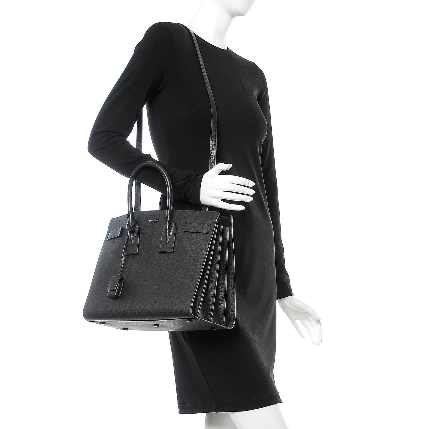Grained Calfskin Small Sac De Jour Black