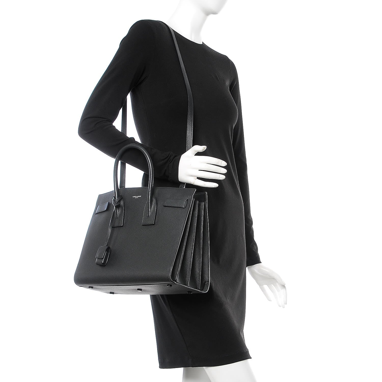 Saint Laurent Grained Calfskin Small Sac De Jour Black 2 of 8