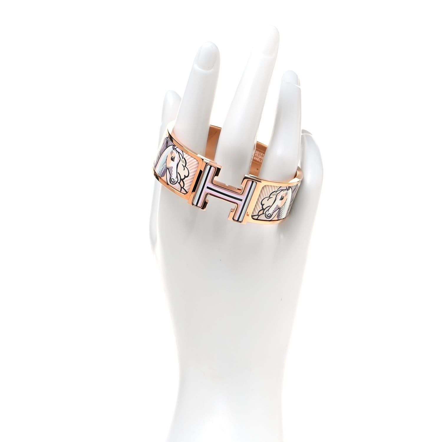 Hermes Enamel Pegase Pop Wide Clic Clac H Bracelet L Sable Soie 2 of 5