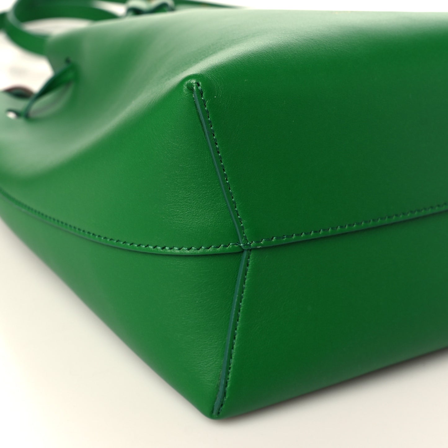 Calfskin Twist Drawstring Bucket Bag Grass