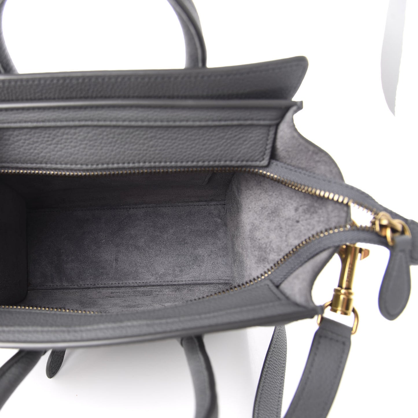 Drummed Calfskin Nano Luggage Kohl