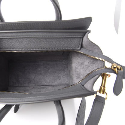 Celine Drummed Calfskin Nano Luggage Kohl 5 of 10