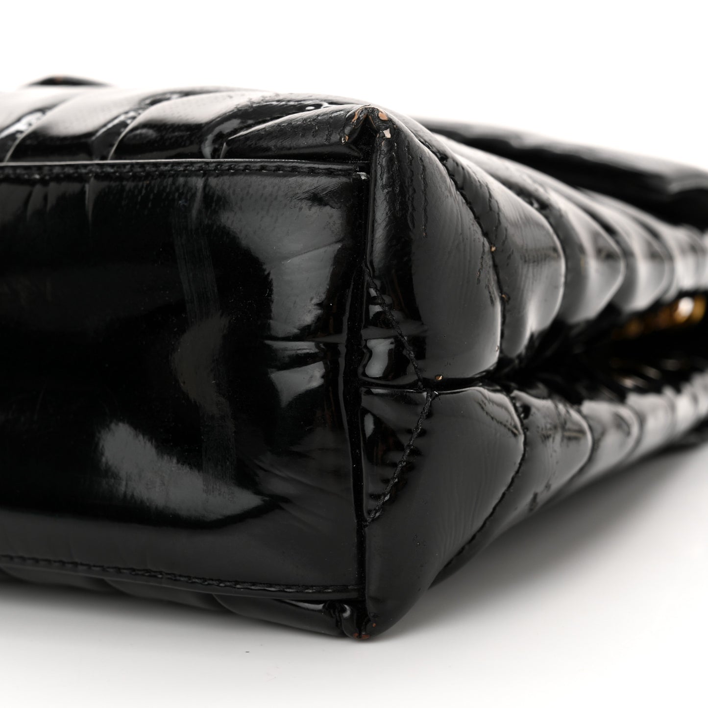 Patent Y Quilted Monogram Small Loulou Chain Satchel Black