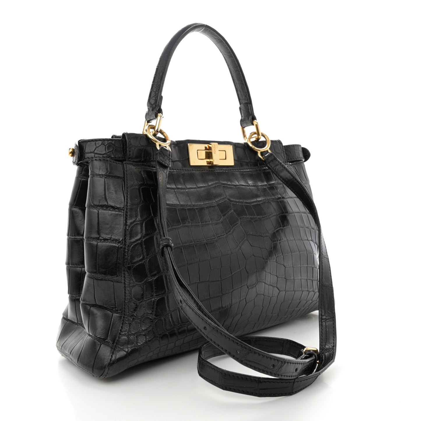 Crocodile Medium Peekaboo Iconic Satchel Black