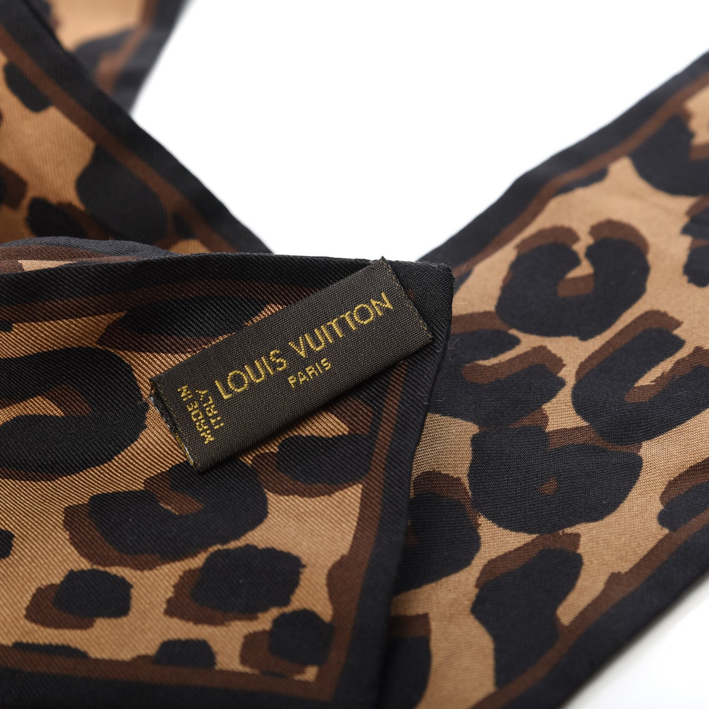 Silk Leopard Bandeau Scarf Marron