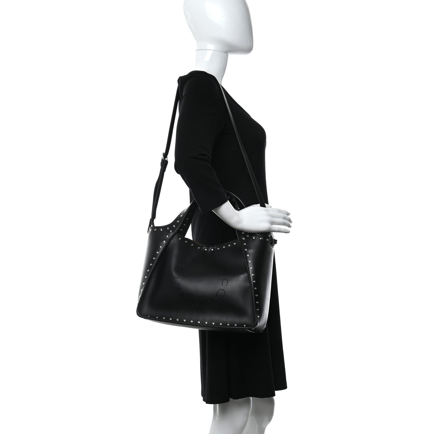 Eco Alter Nappa Studded East West Perforated Tote Black