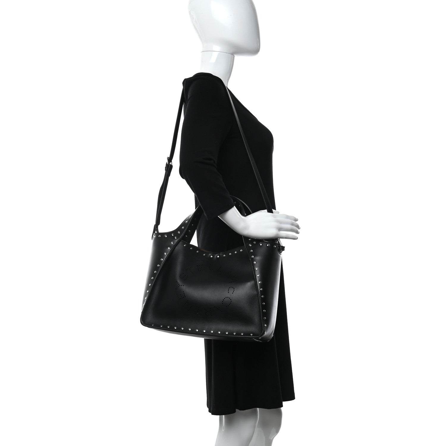 Stella McCartney Eco Alter Nappa Studded East West Perforated Tote Black 2 of 9